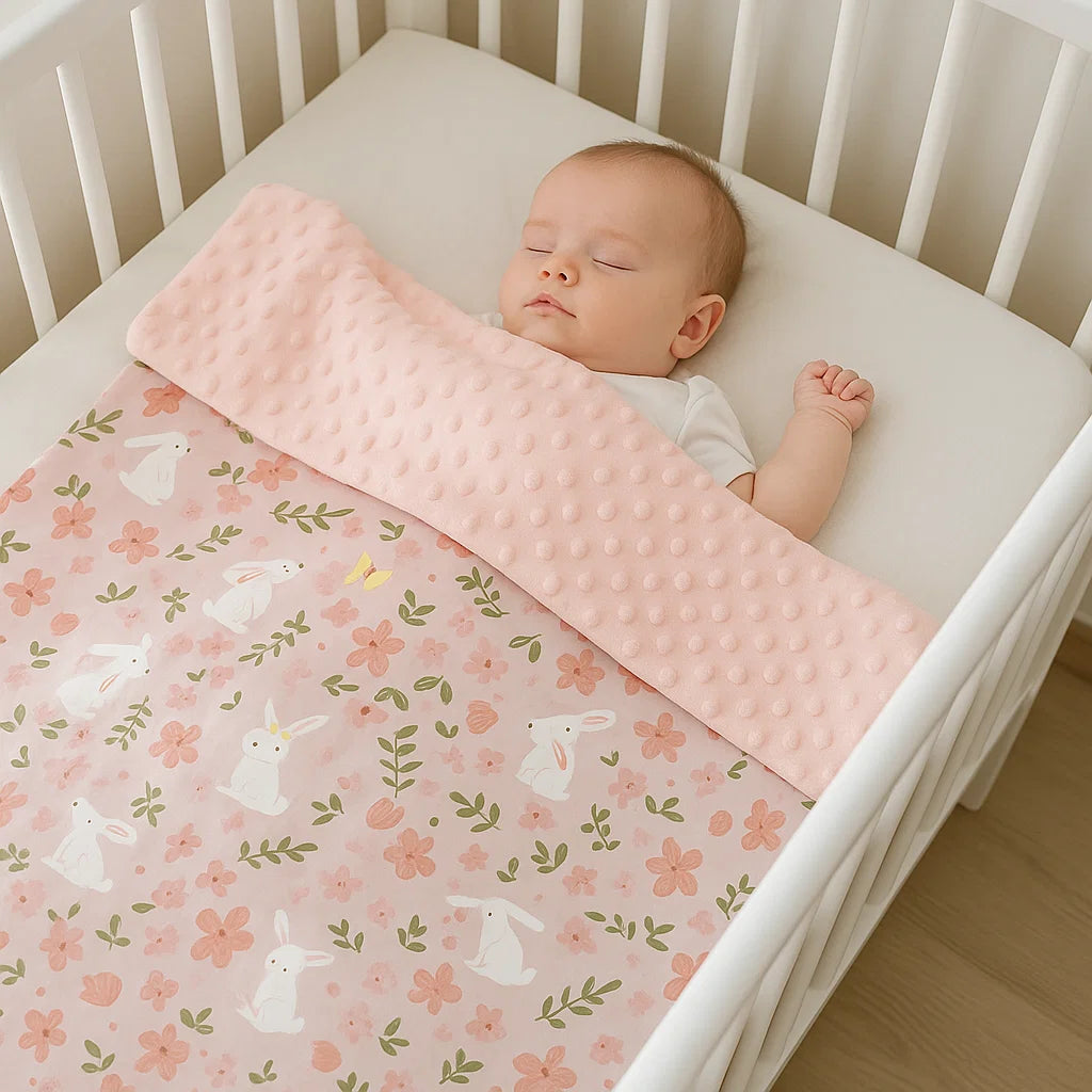 Babydecke – Kaninchen-Motiv 75 x 100 cm Flauschig weich & beidseitig verwendbar