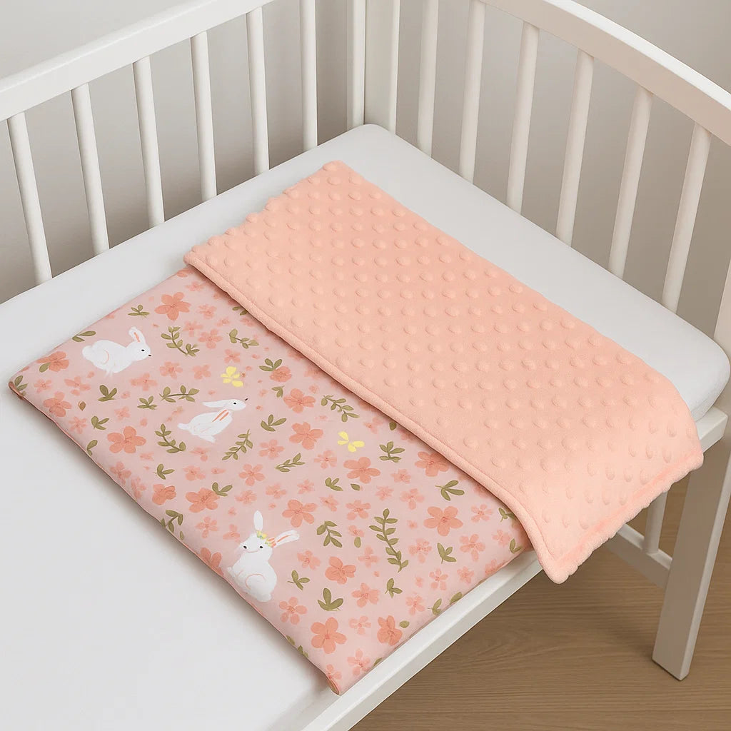 Babydecke – Kaninchen-Motiv 75 x 100 cm Flauschig weich & beidseitig verwendbar