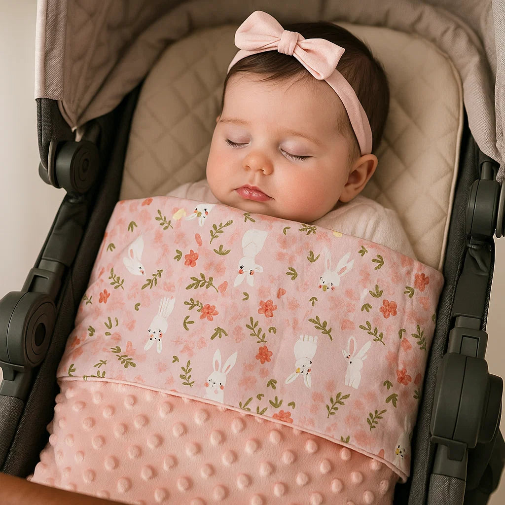 Babydecke – Kaninchen-Motiv 75 x 100 cm Flauschig weich & beidseitig verwendbar