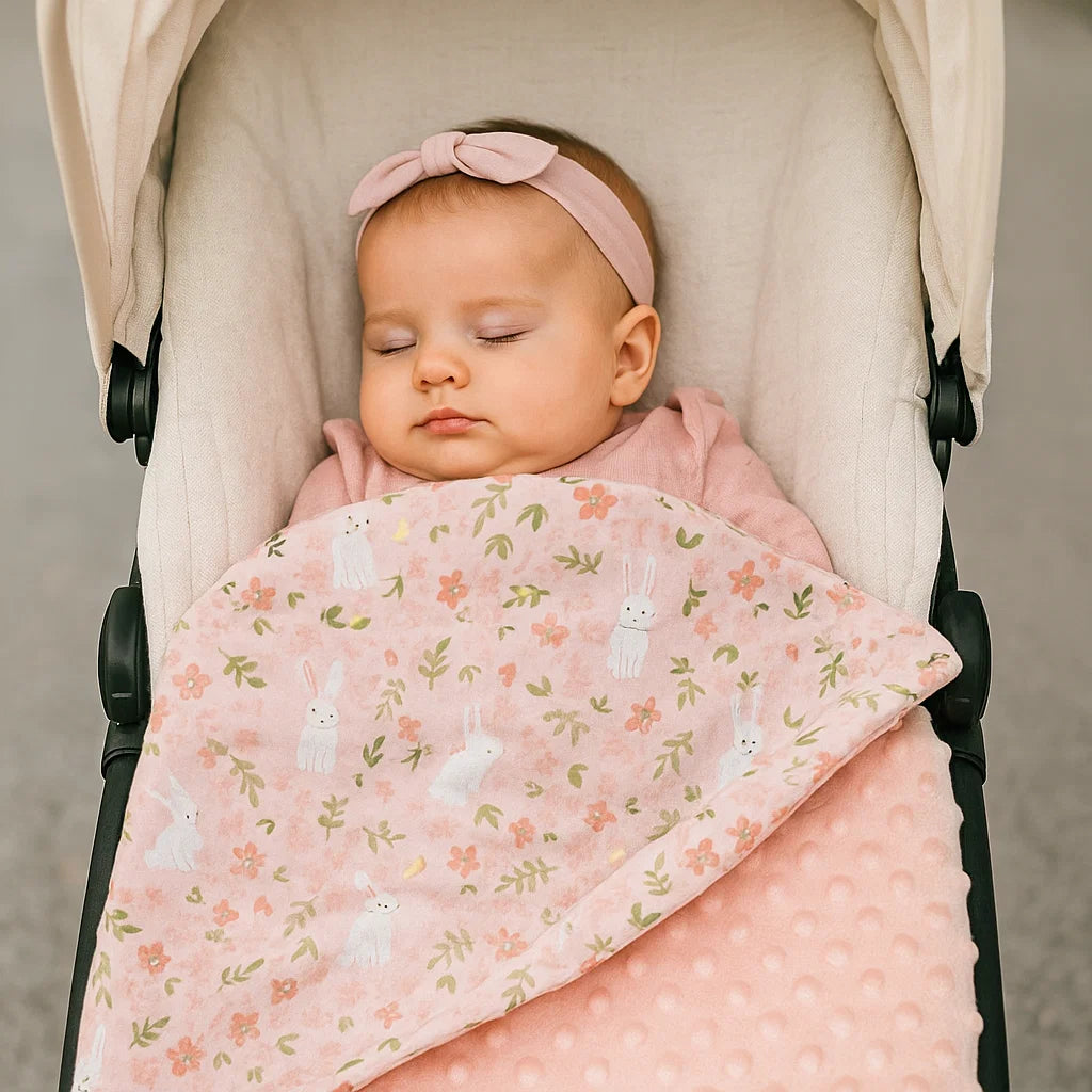 Babydecke – Kaninchen-Motiv 75 x 100 cm Flauschig weich & beidseitig verwendbar