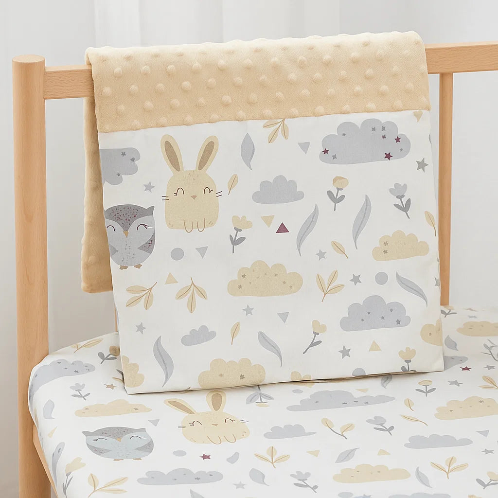 Babydecke mit Eulenmotiv – beidseitig weich & perfekt als Krabbeldecke | 75×100 cm